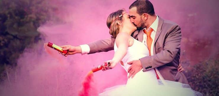 mariage et fumigènes