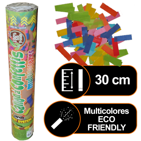 Canon à confettis Manuel 30 cm Multicolores eco friendly