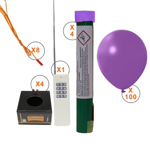 Pack clé en main smoke puff® violet pour mariage anniversaire, feu d artifice de jour