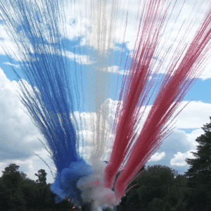 Pack Smoke Puff® tricolore bleu blanc rouge en éventail pour un magnifique tableau de fumée aux couleurs de la France